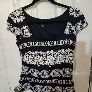 Chic Navy and White Women's Blouse